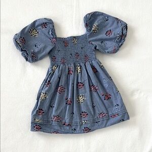 Janie and Jack Blue Smocked Floral Sundress with Puff Sleeves Girls’ 4
